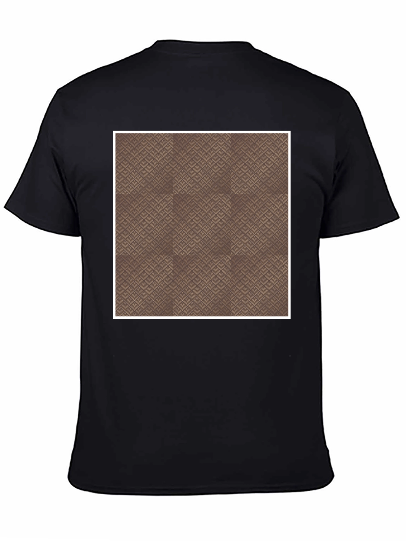 Camiseta Negra con Diseño Geométrico Marrón