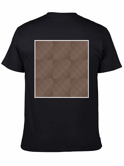 Camiseta Negra con Diseño Geométrico Marrón