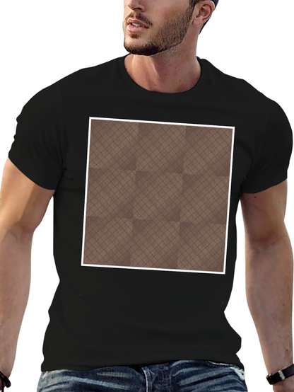 Camiseta Negra con Diseño Geométrico Marrón