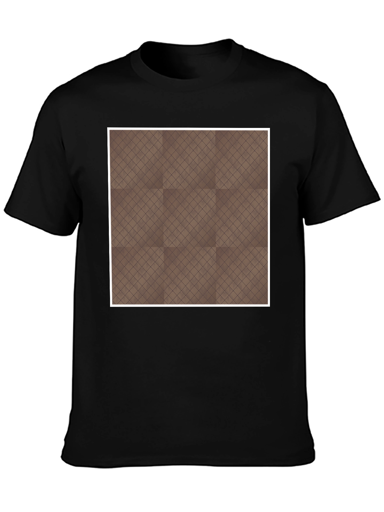 Camiseta Negra con Diseño Geométrico Marrón