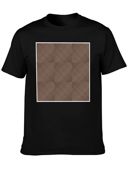 Camiseta Negra con Diseño Geométrico Marrón