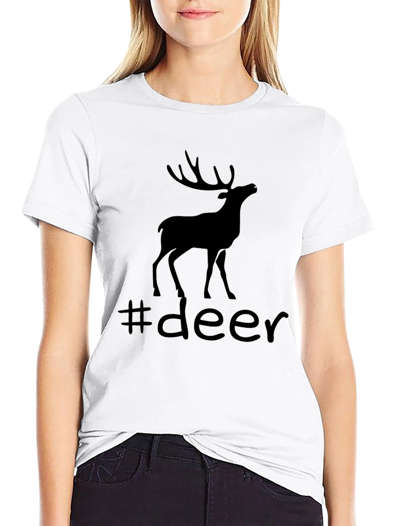 Camiseta Negra con Diseño de Ciervo #deer