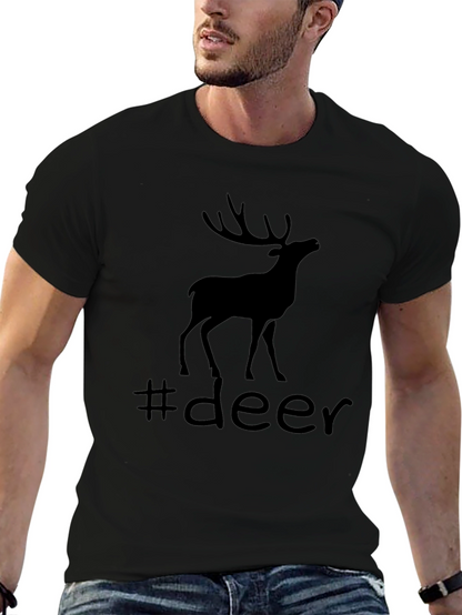 Camiseta Negra con Diseño de Ciervo #deer