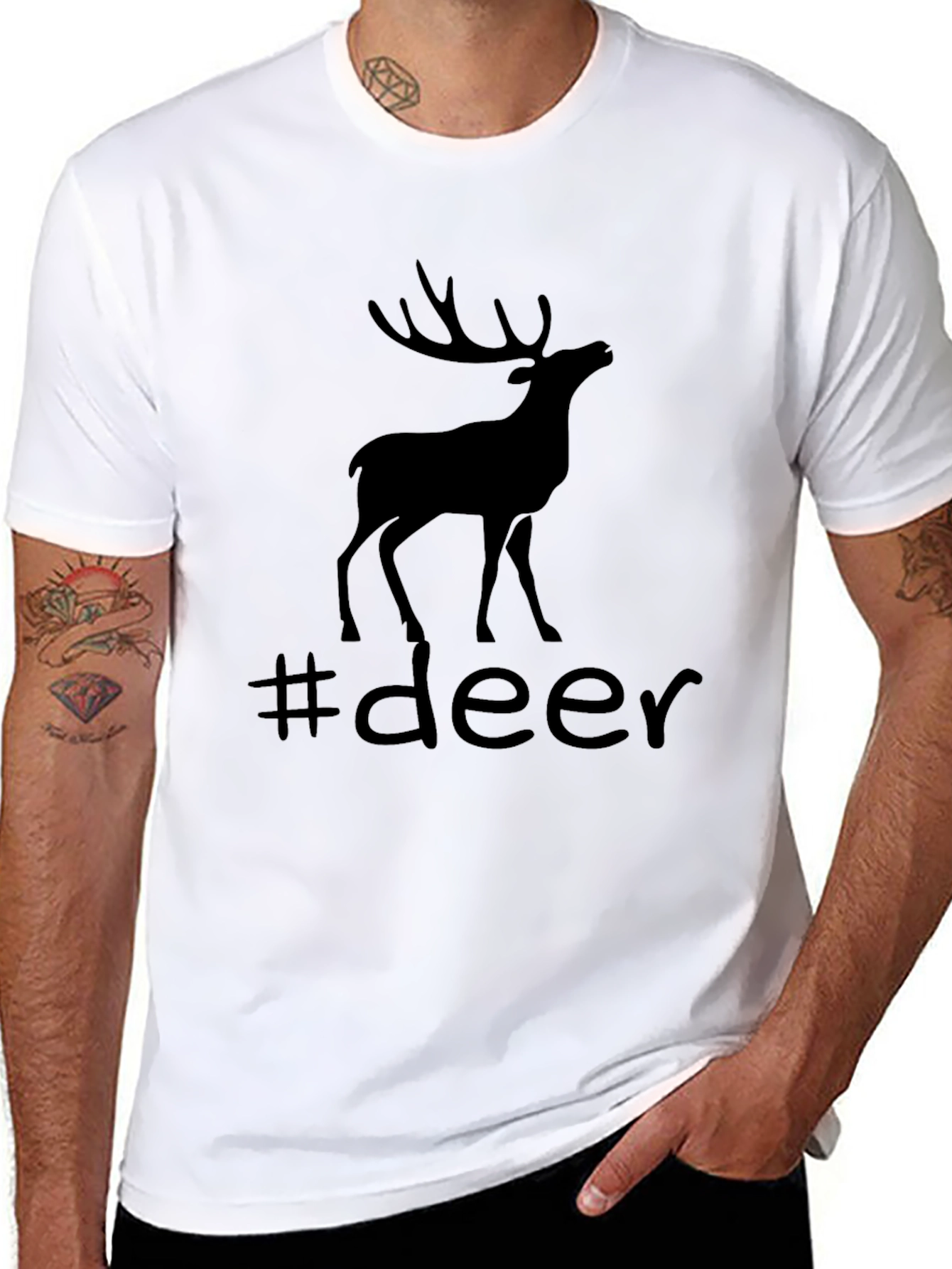 Camiseta Negra con Diseño de Ciervo #deer