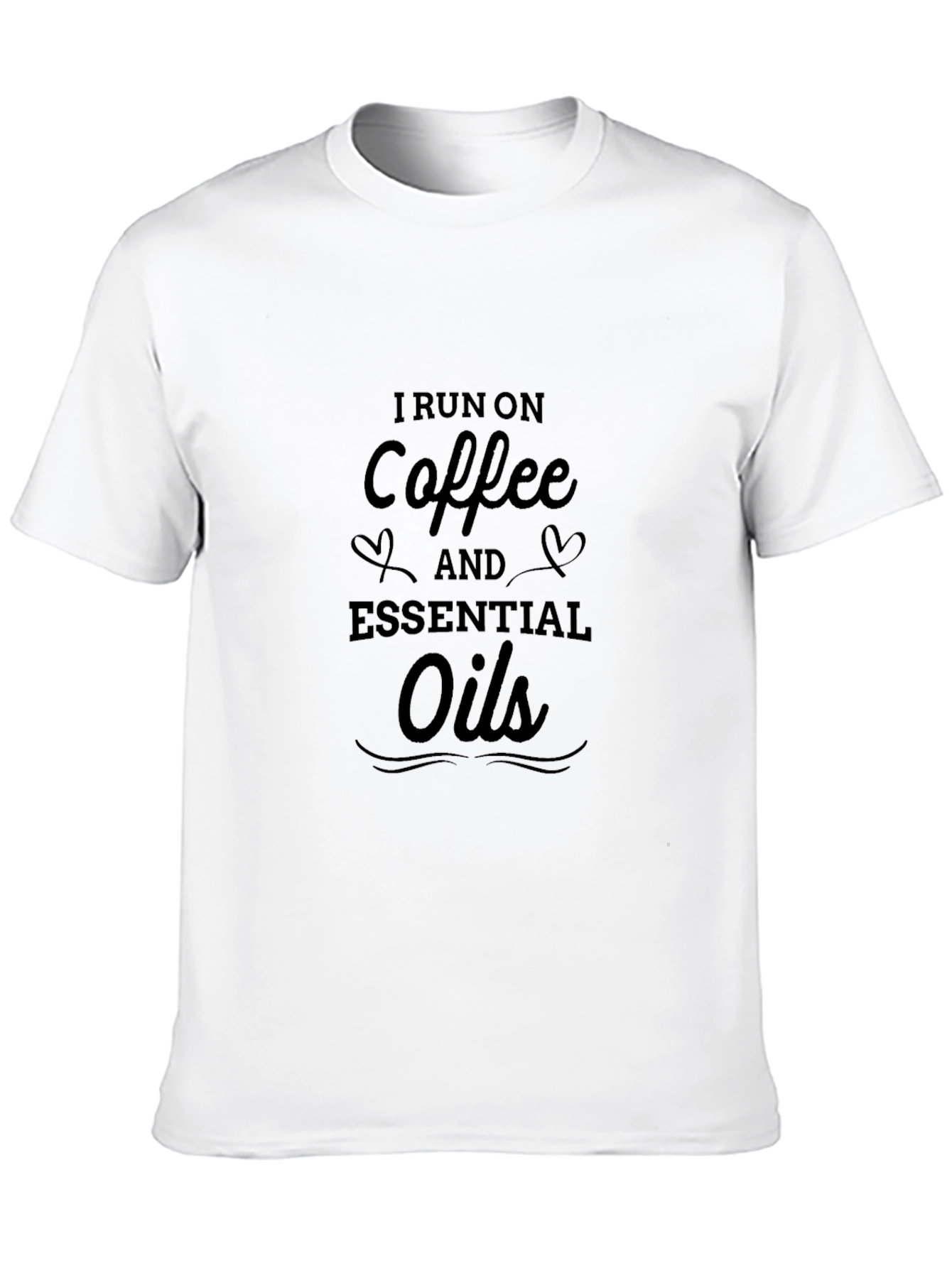 Camiseta Negra: I run on coffee and essential oils