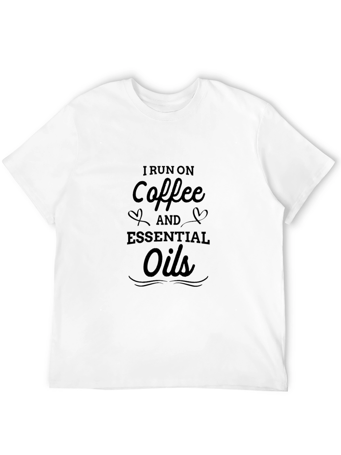 Camiseta Negra: I run on coffee and essential oils