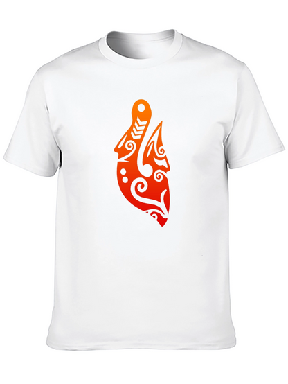 Camiseta Negra con Diseño Tribal Naranja