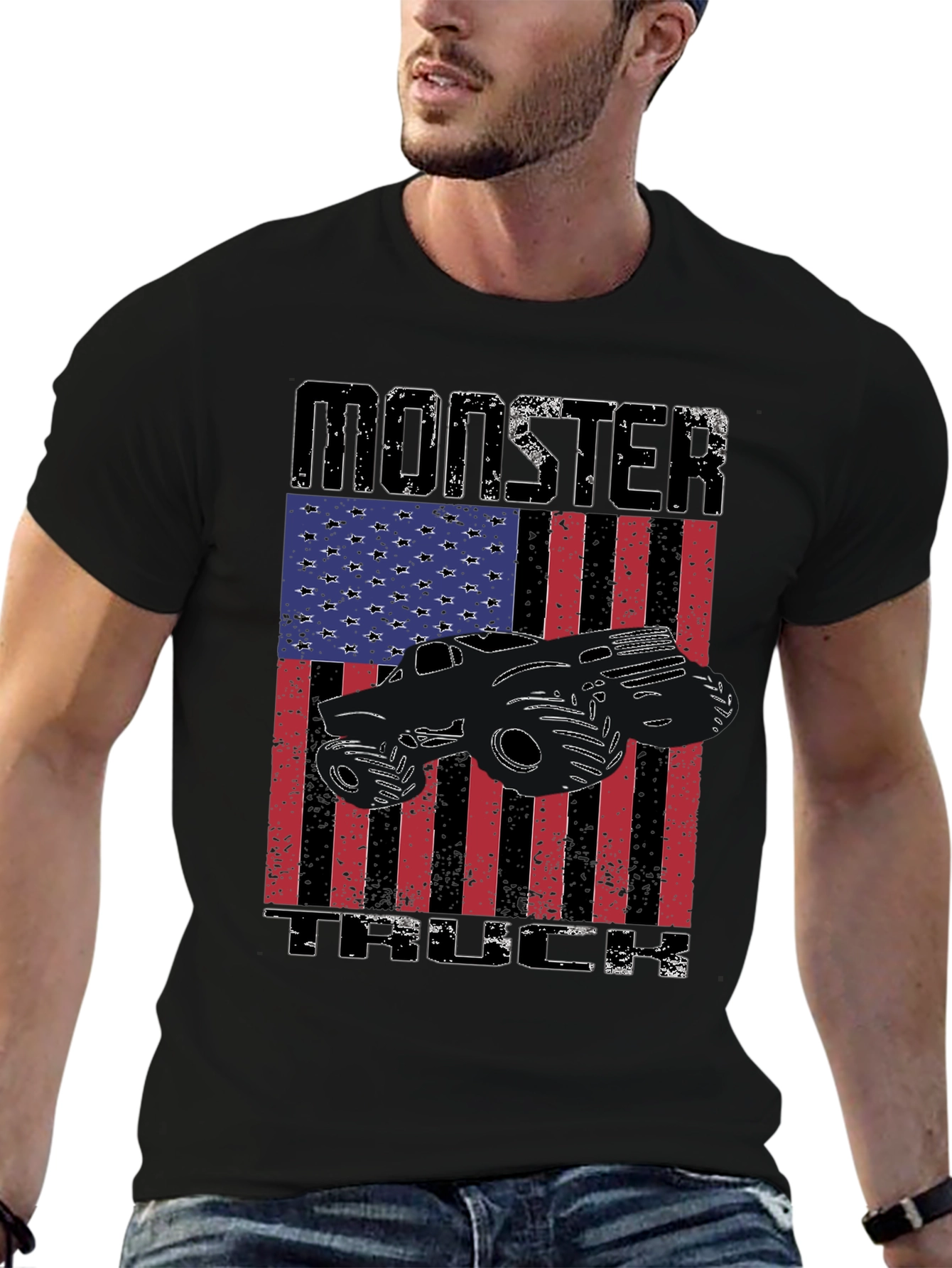 Camiseta Negra Monster Truck USA