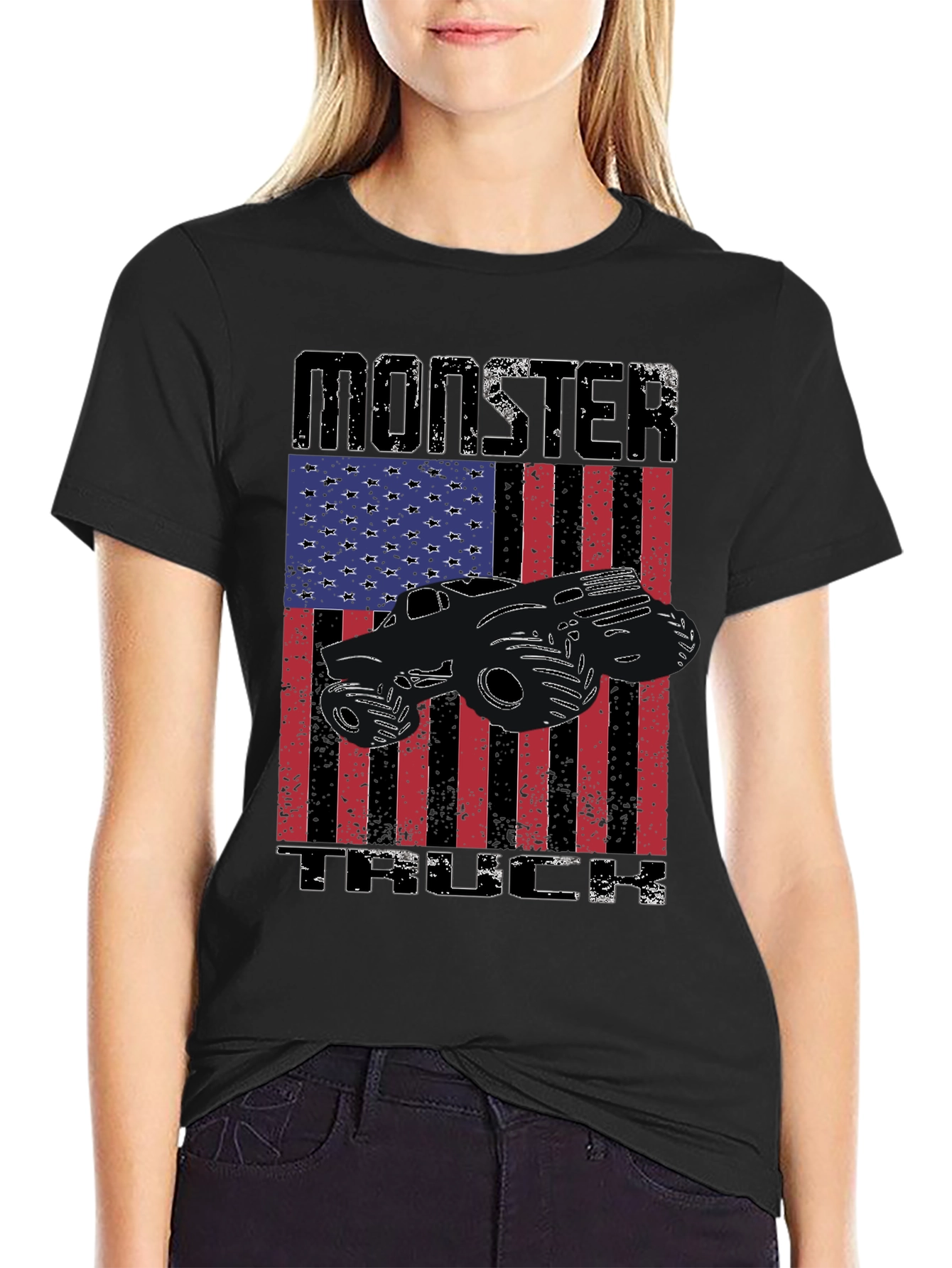 Camiseta Negra Monster Truck USA