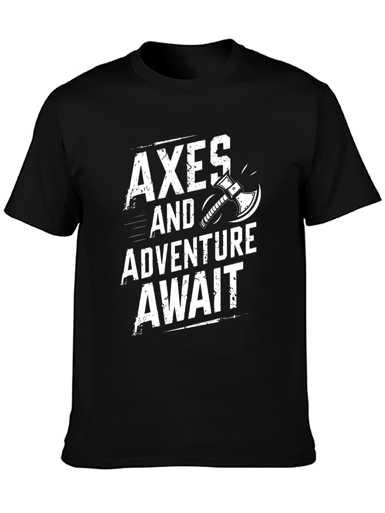 Camiseta Negra Axes and Adventure Await para Aventura