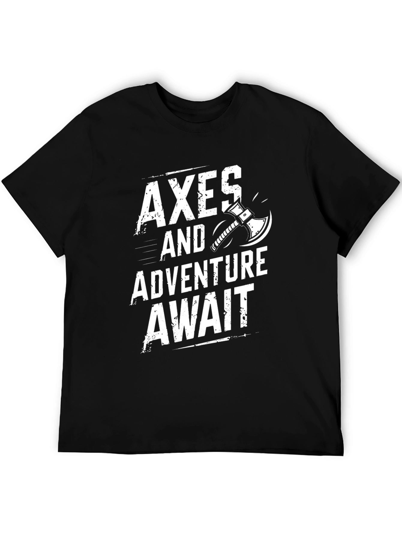 Camiseta Negra Axes and Adventure Await para Aventura