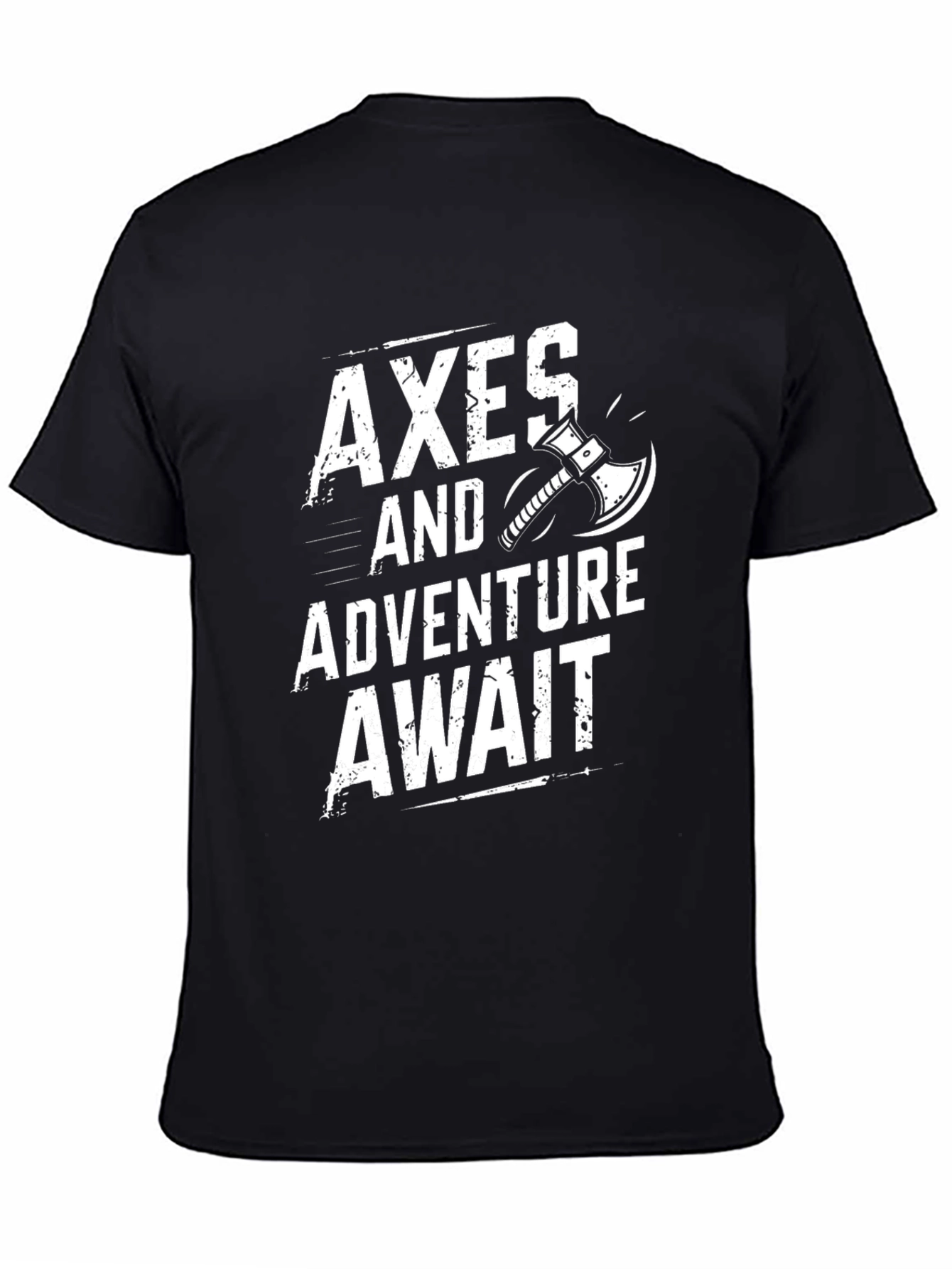 Camiseta Negra Axes and Adventure Await para Aventura