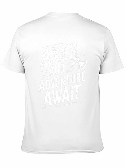 Camiseta Negra Axes and Adventure Await para Aventura