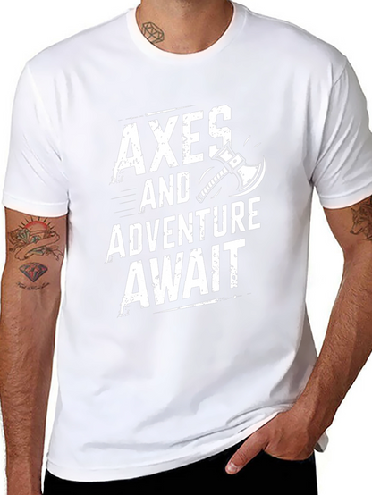Camiseta Negra Axes and Adventure Await para Aventura