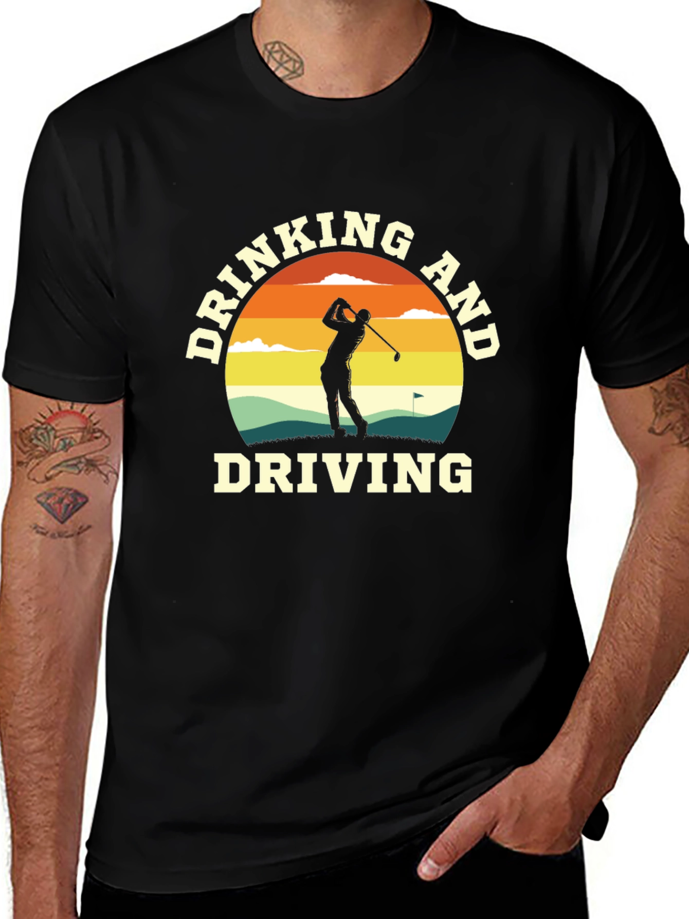Camiseta Negra Divertida Golf y Humor