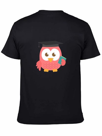 Camiseta Negra con Búho Graduado