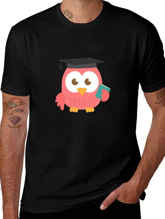 Camiseta Negra con Búho Graduado