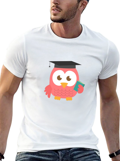Camiseta Negra con Búho Graduado