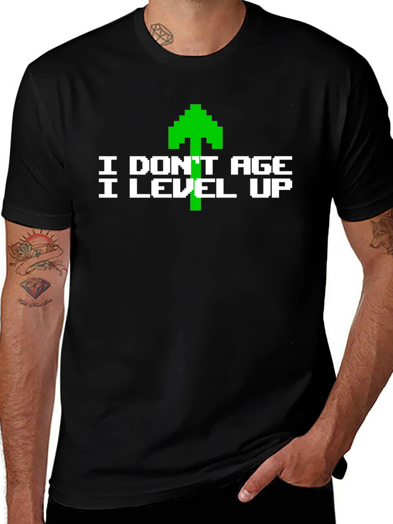 Camiseta Hombre Negra con Diseño Gamer Level Up