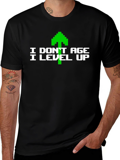 Camiseta Hombre Negra con Diseño Gamer Level Up
