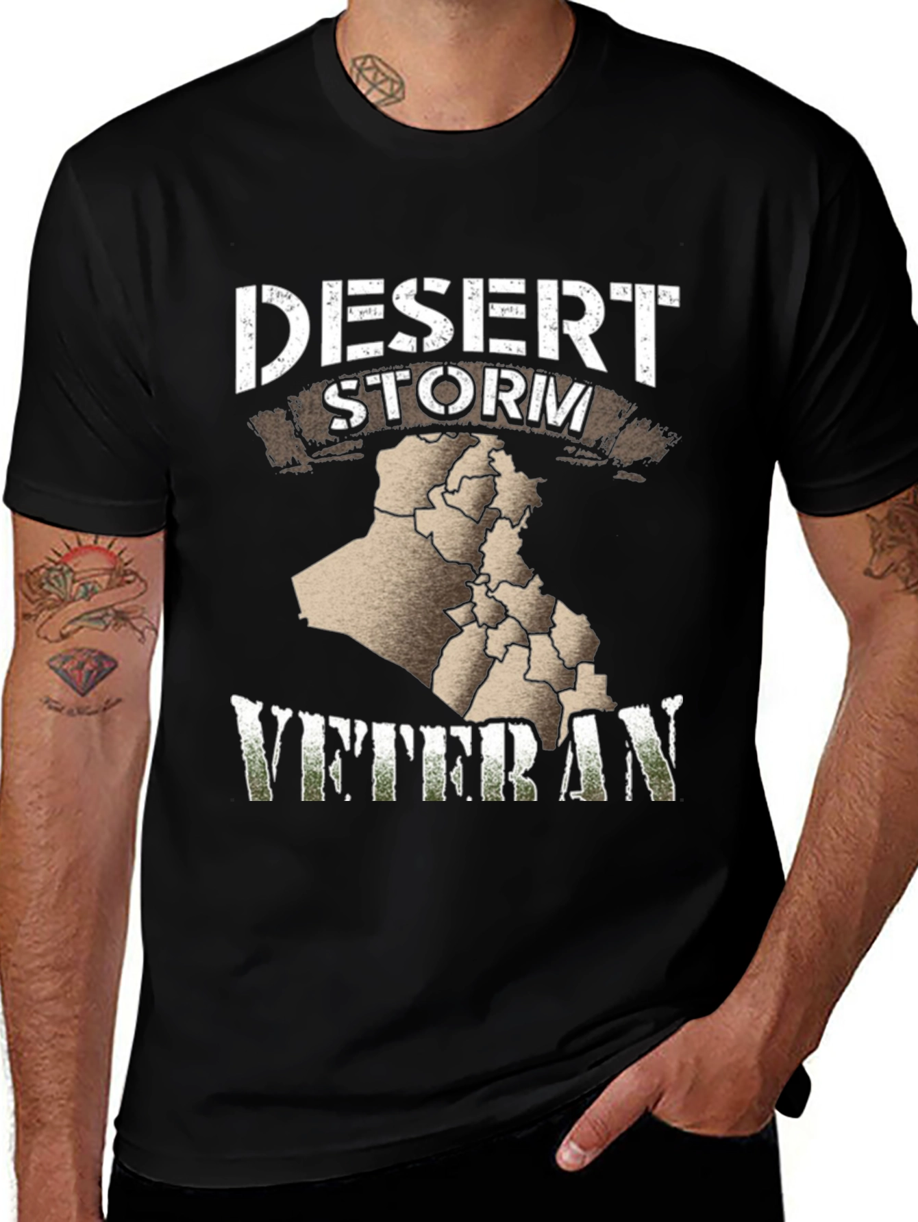 Camiseta Negra Veterano Tormenta del Desierto