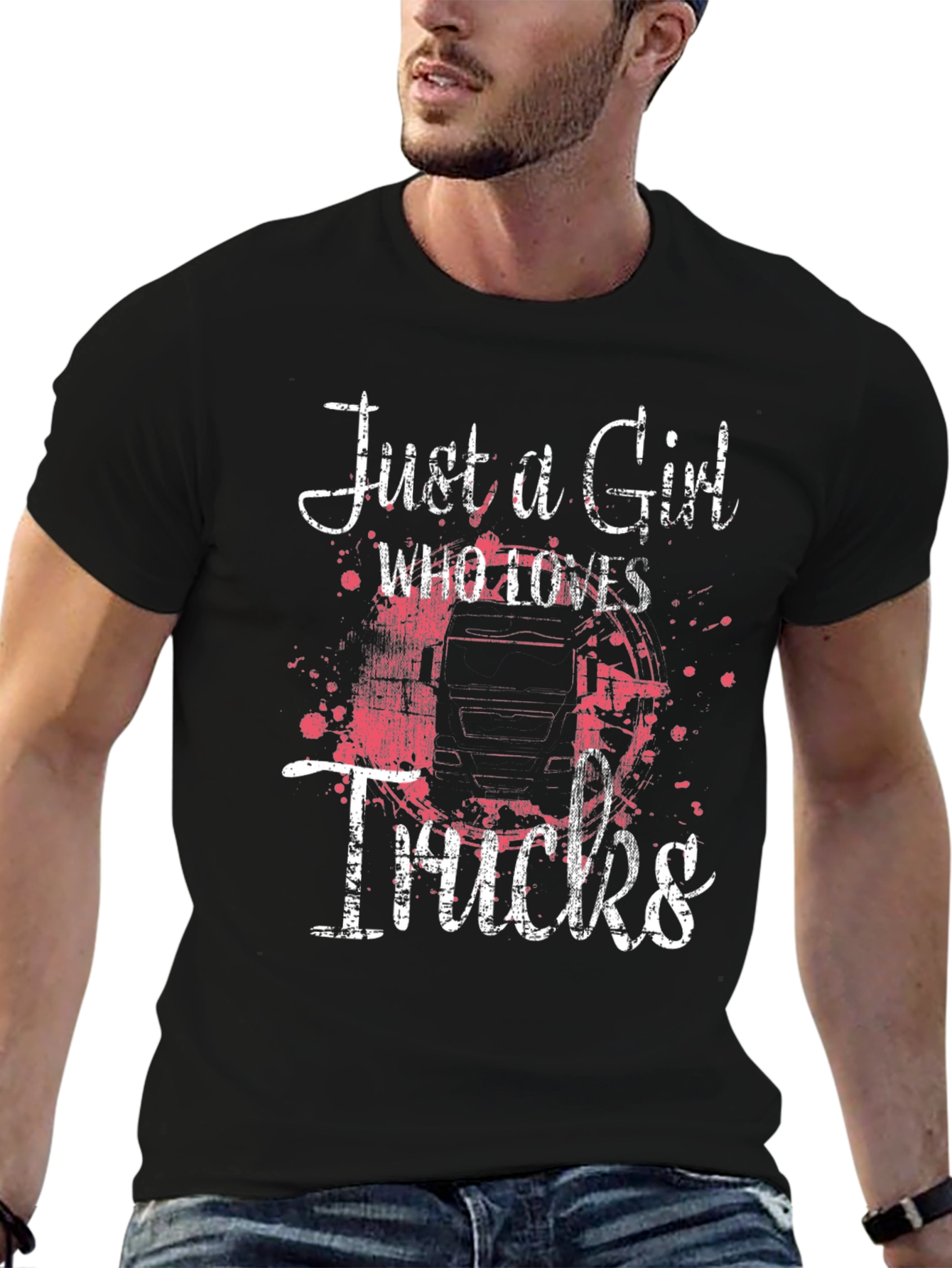 Camiseta Negra Just a Girl Who Loves Trucks