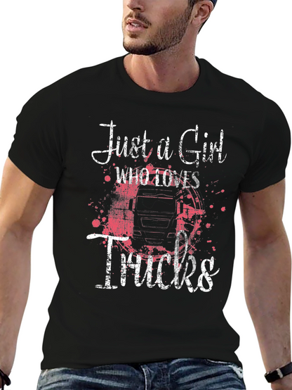 Camiseta Negra Just a Girl Who Loves Trucks