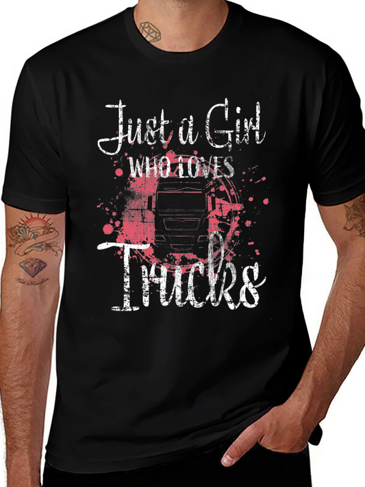 Camiseta Negra Just a Girl Who Loves Trucks