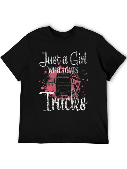 Camiseta Negra Just a Girl Who Loves Trucks