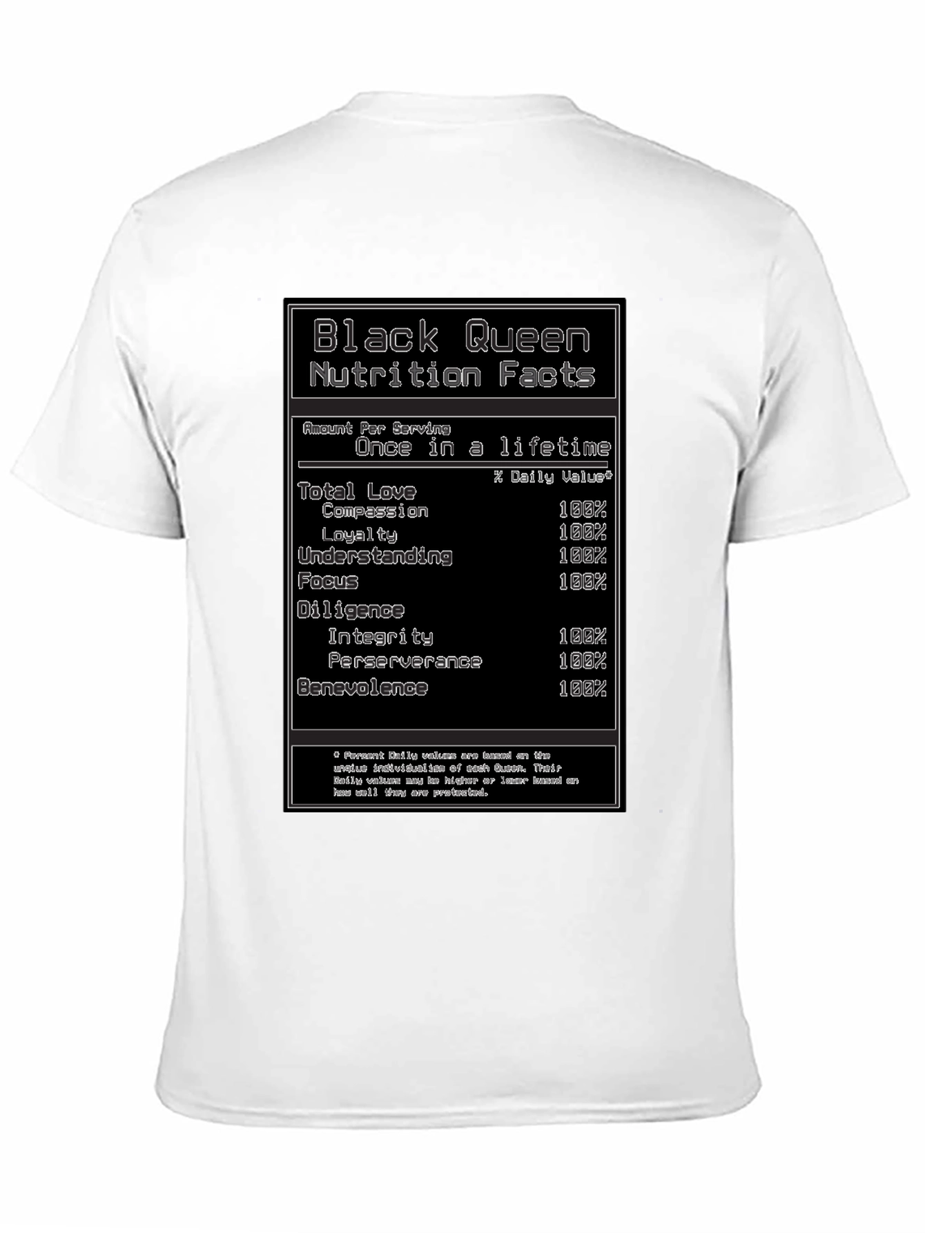 Camiseta Negra Black Queen Nutrition Facts