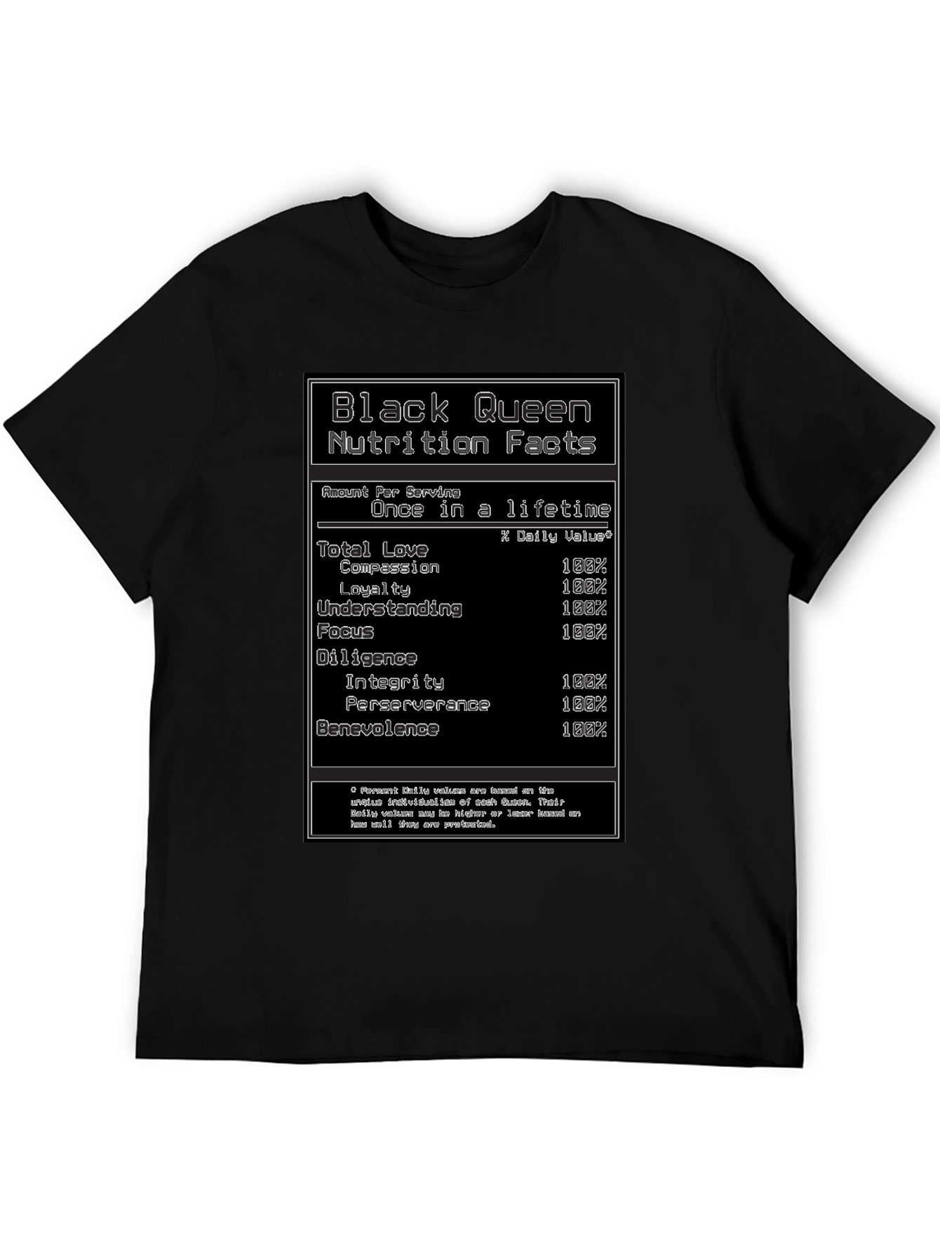 Camiseta Negra Black Queen Nutrition Facts