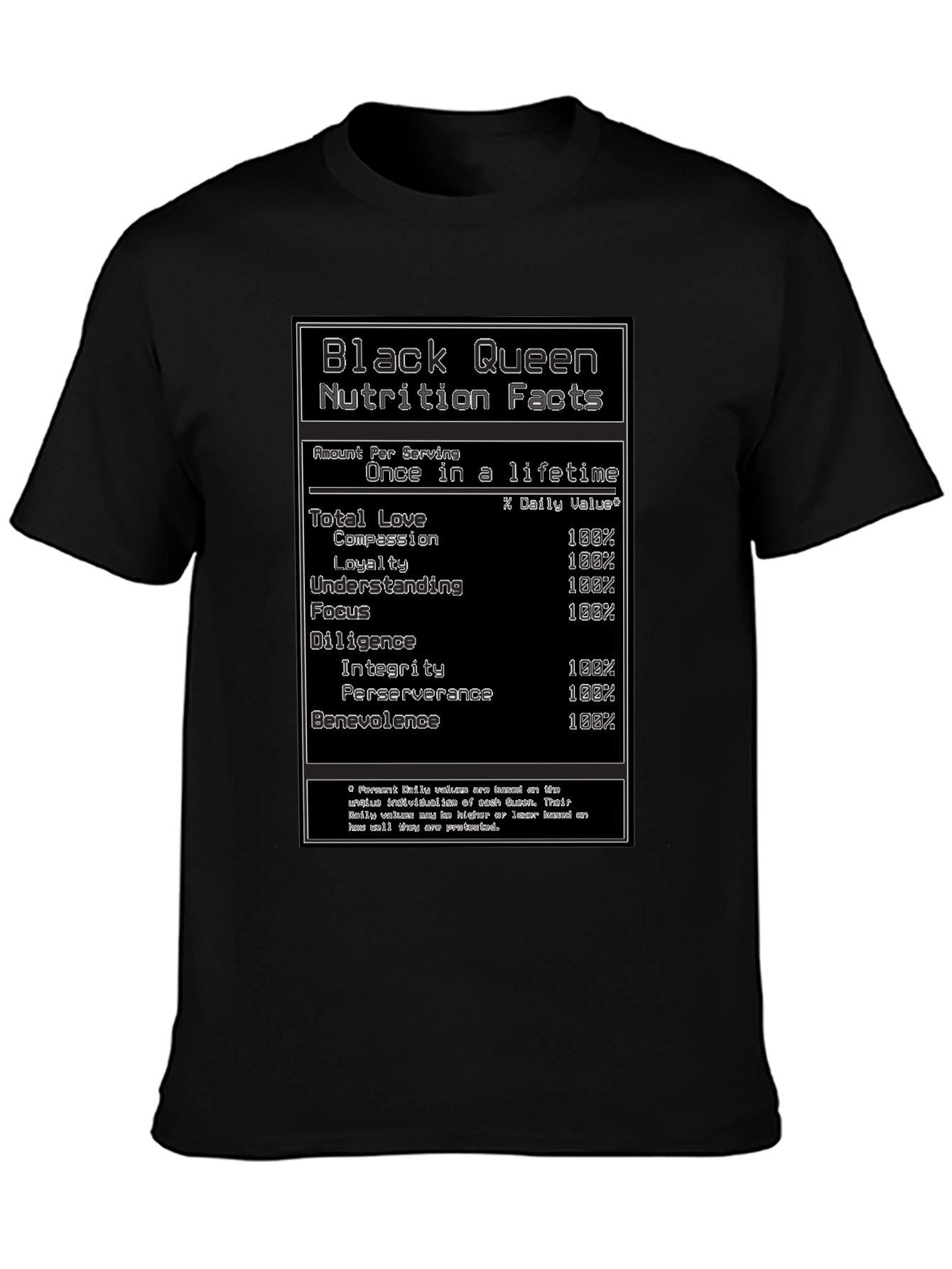 Camiseta Negra Black Queen Nutrition Facts