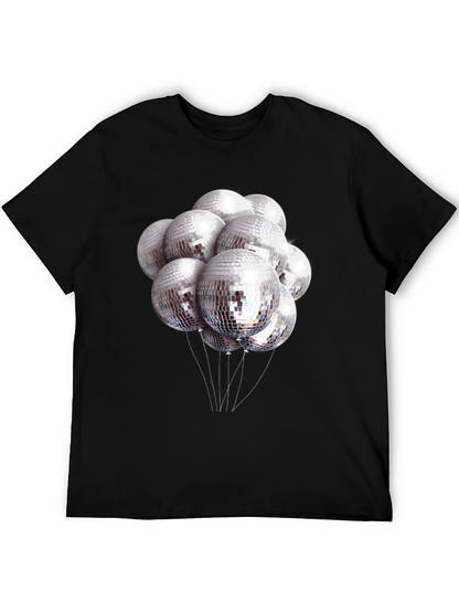 Camiseta Negra con Estampado de Bolas de Discoteca