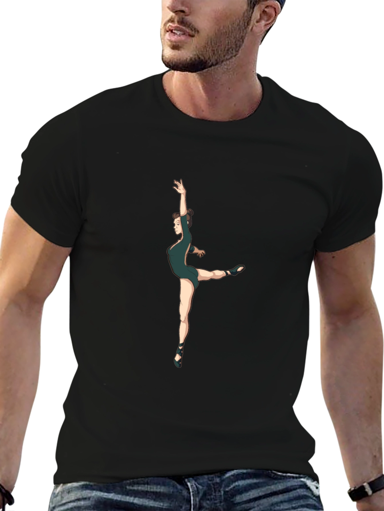 Camiseta Negra Hombre - Diseño Bailarina