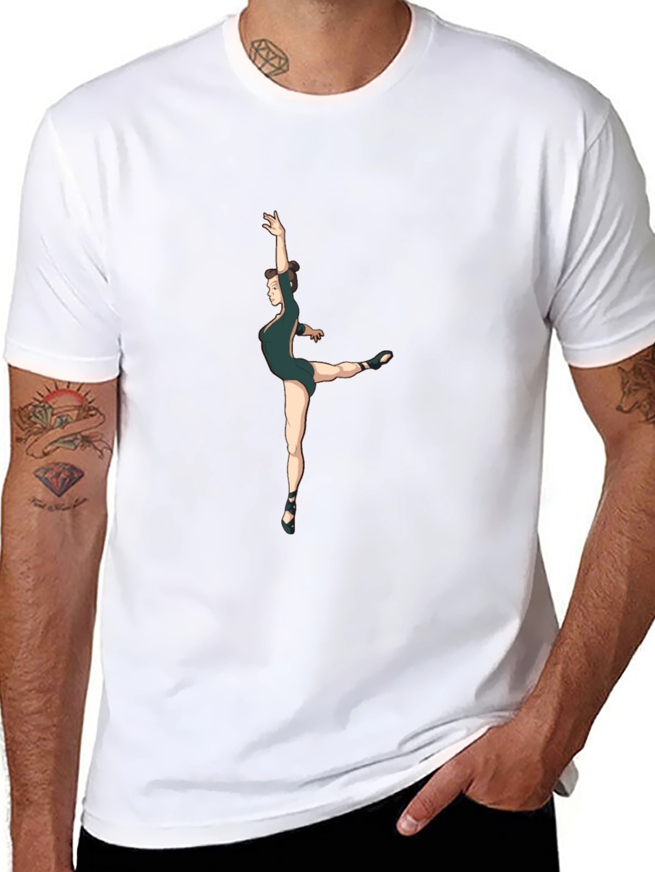 Camiseta Negra Hombre - Diseño Bailarina