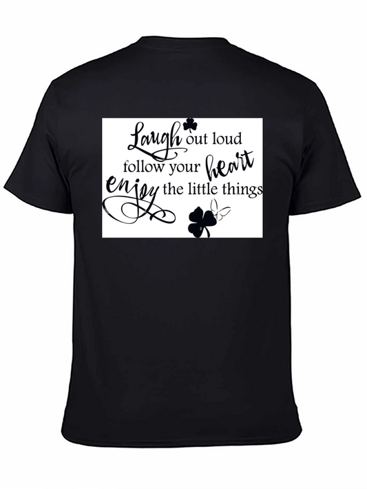 Camiseta Negra con Diseño Motivacional Trébol