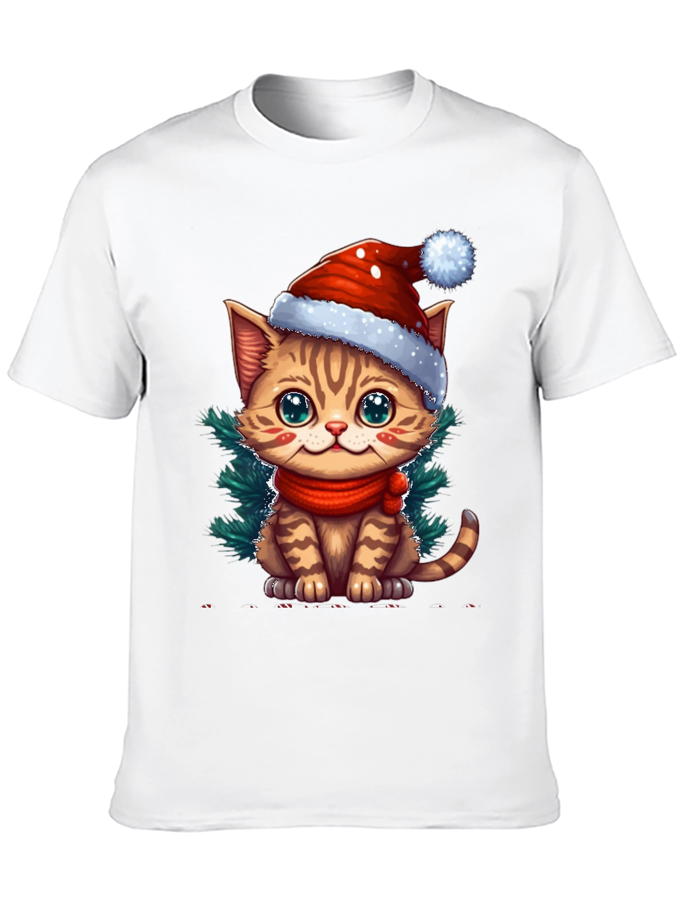Camiseta Negra con Gato Navideño
