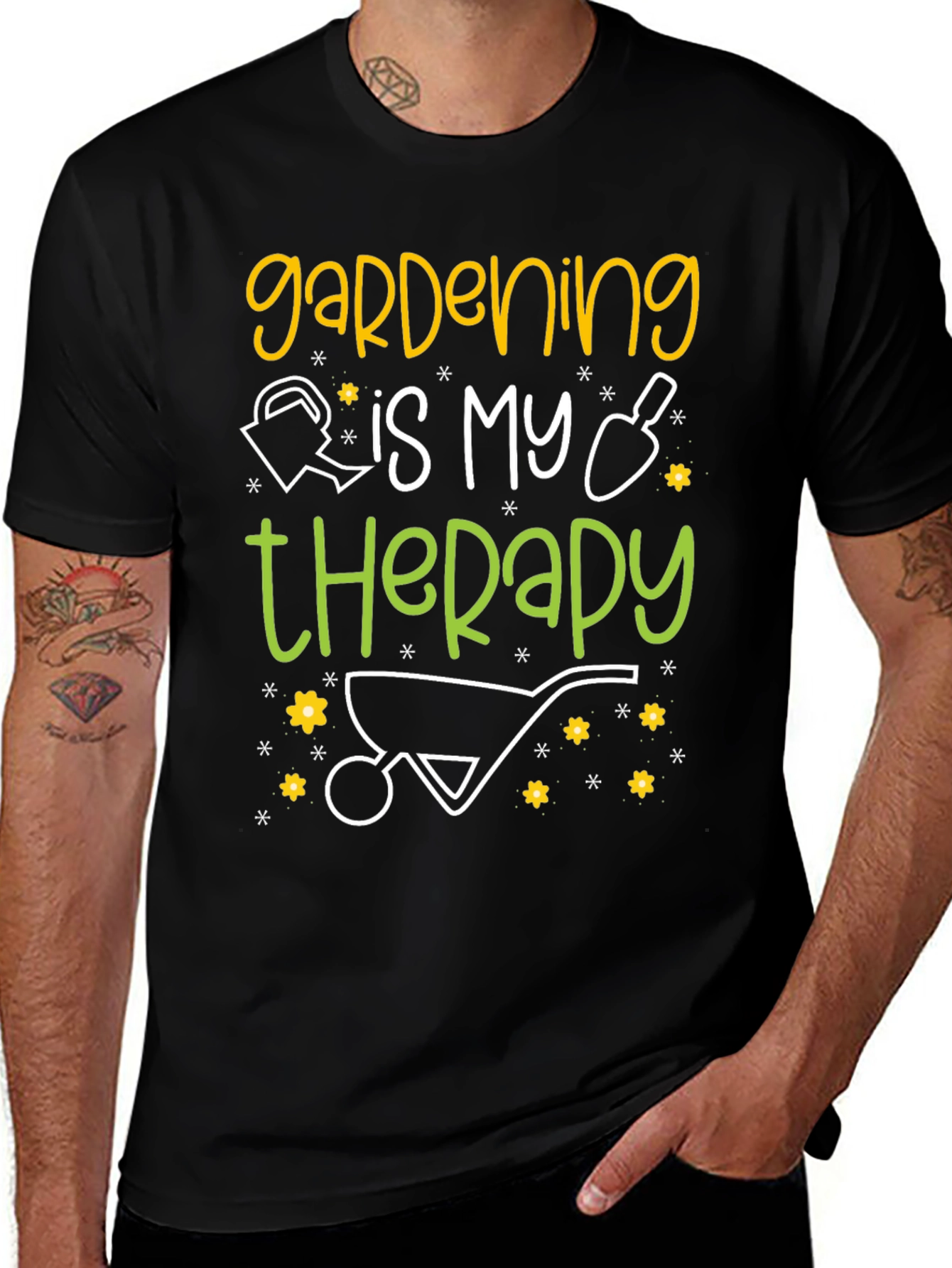Camiseta Negra: Jardinería es mi Terapia