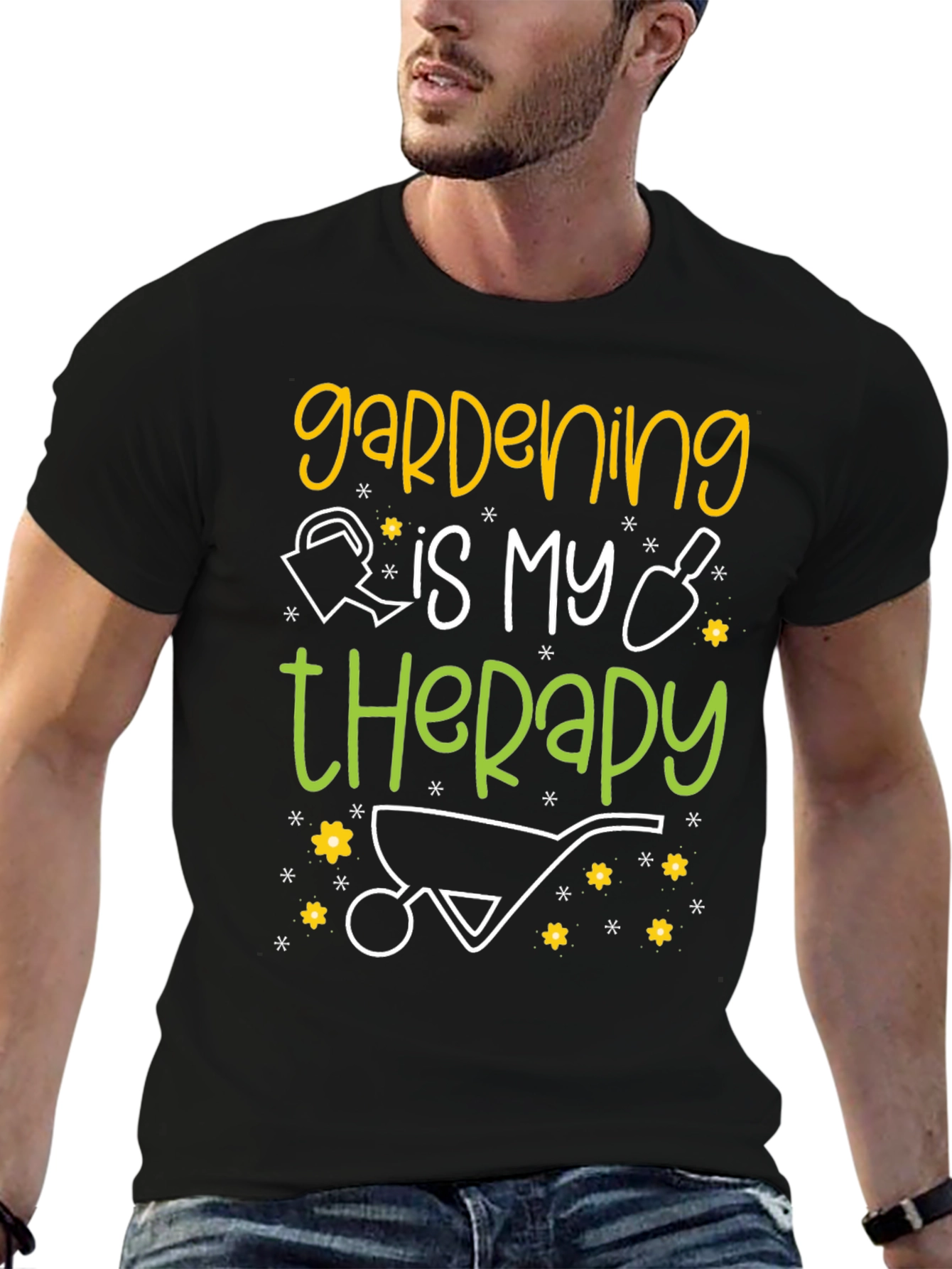 Camiseta Negra: Jardinería es mi Terapia