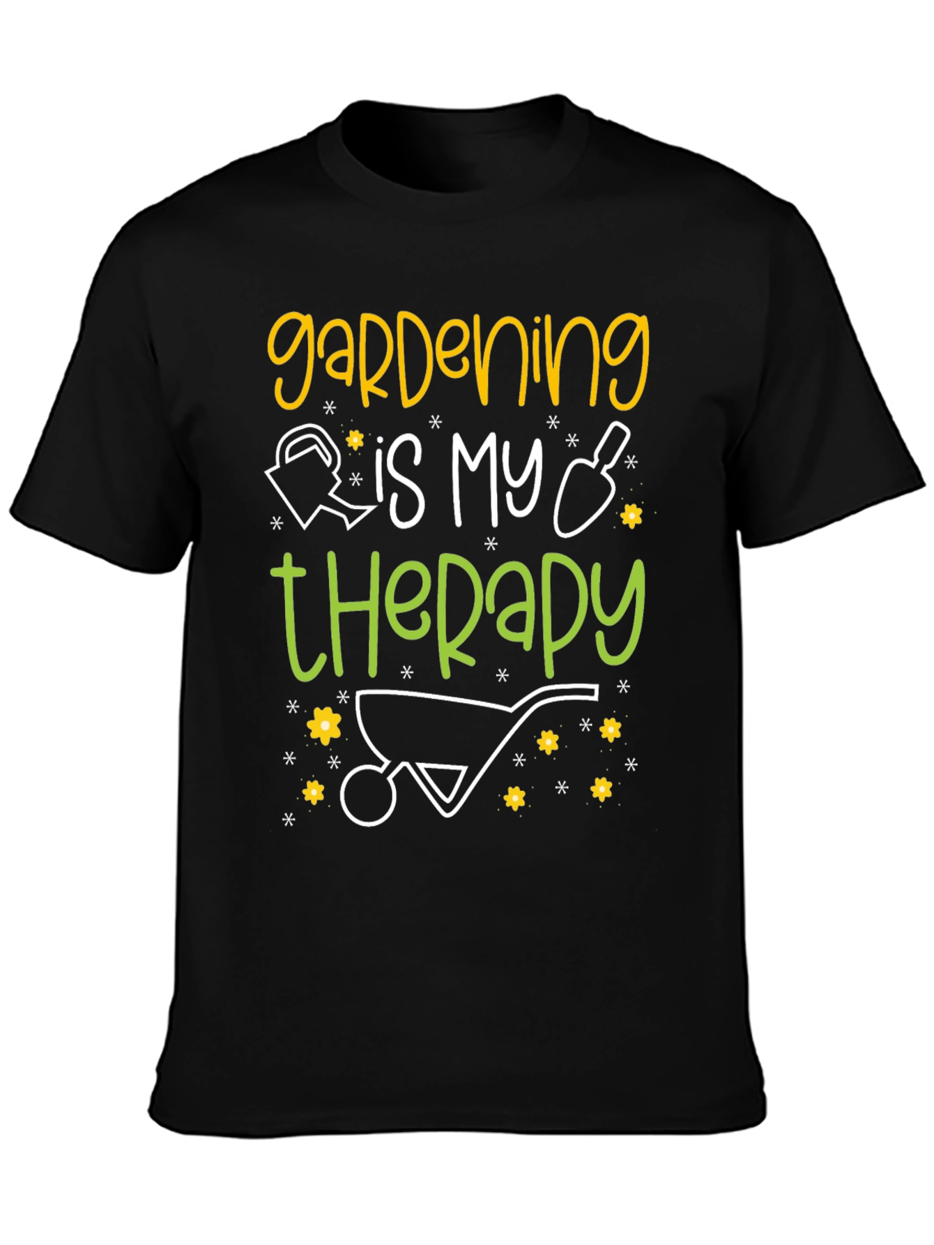 Camiseta Negra: Jardinería es mi Terapia