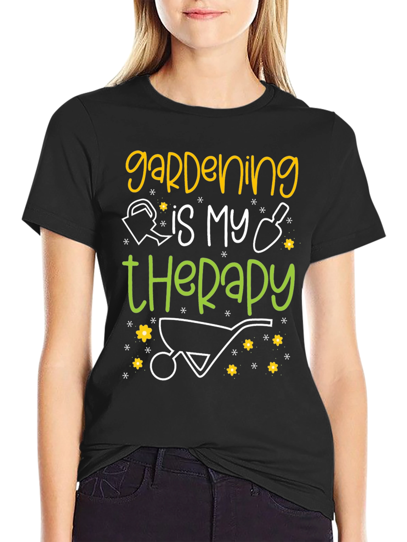Camiseta Negra: Jardinería es mi Terapia