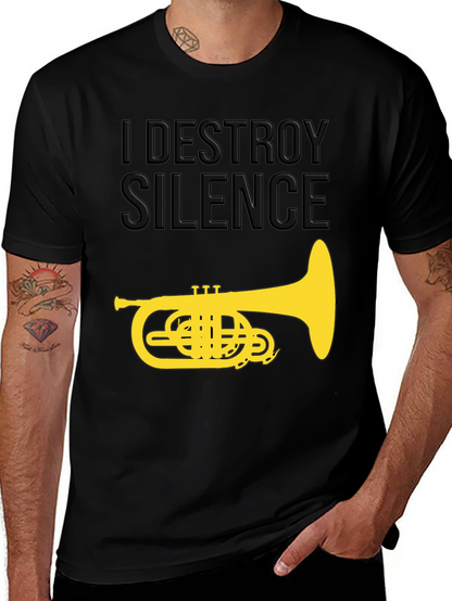 Camiseta Negra I Destroy Silence con Tuba Dorada