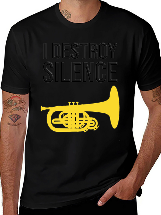 Camiseta Negra I Destroy Silence con Tuba Dorada