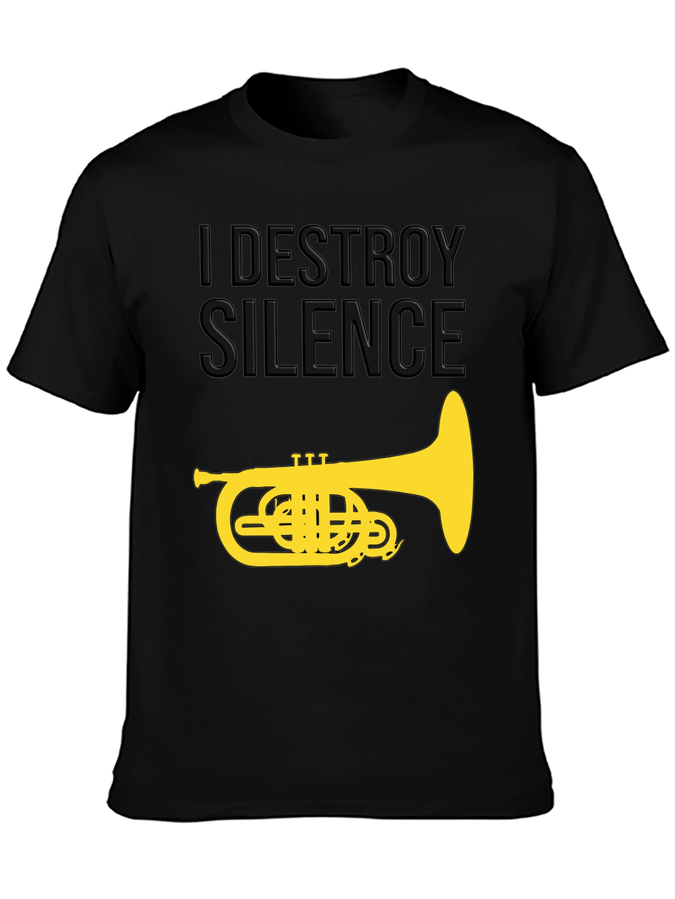 Camiseta Negra I Destroy Silence con Tuba Dorada