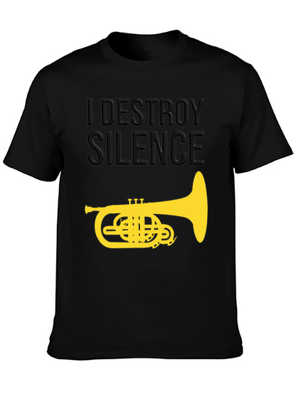 Camiseta Negra I Destroy Silence con Tuba Dorada