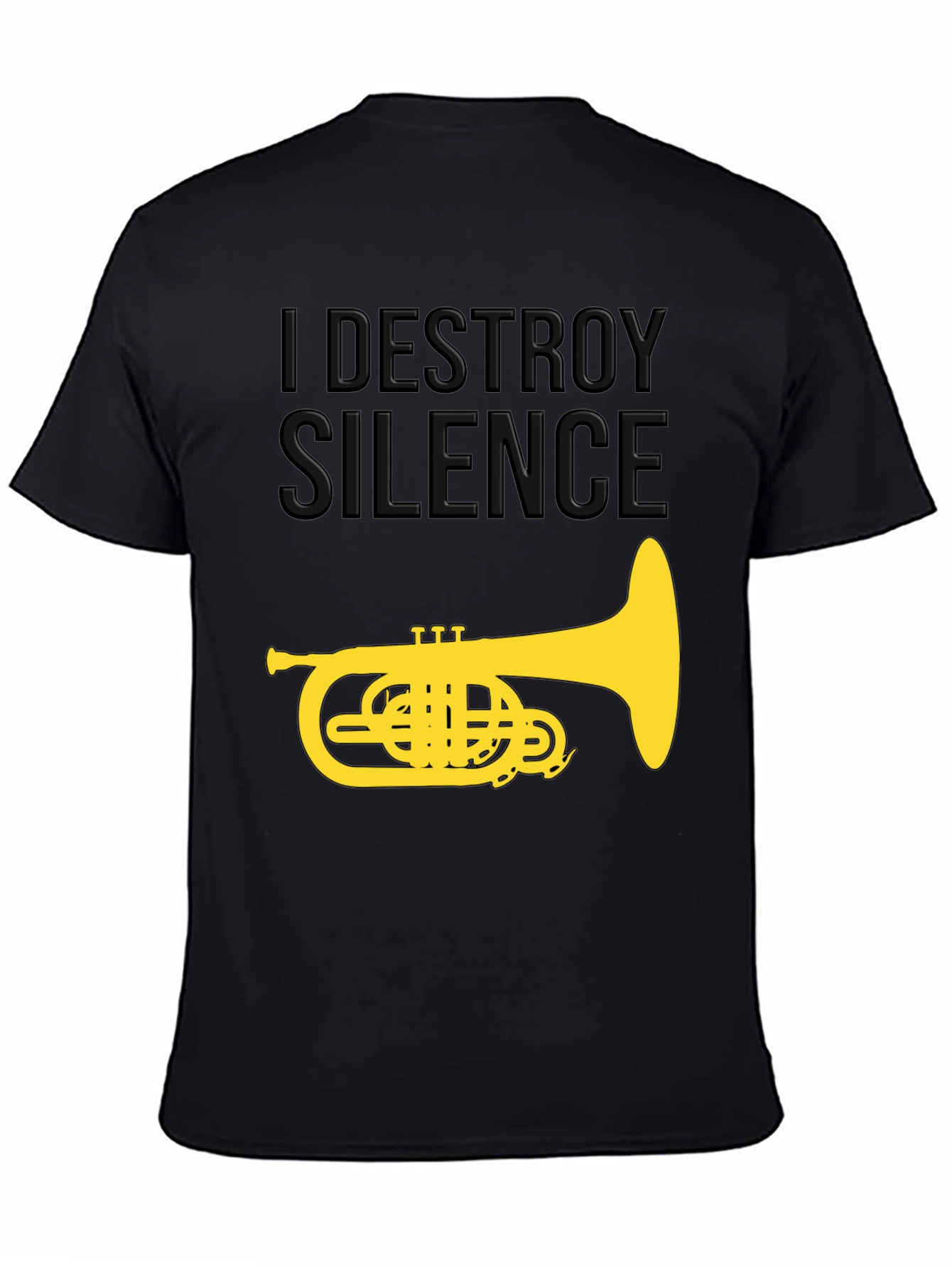 Camiseta Negra I Destroy Silence con Tuba Dorada