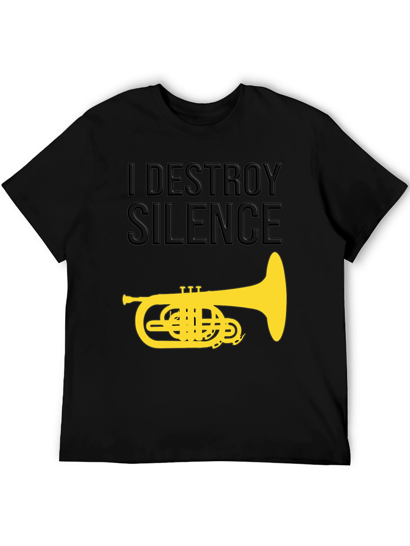 Camiseta Negra I Destroy Silence con Tuba Dorada