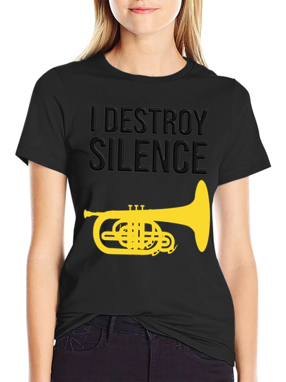 Camiseta Negra I Destroy Silence con Tuba Dorada