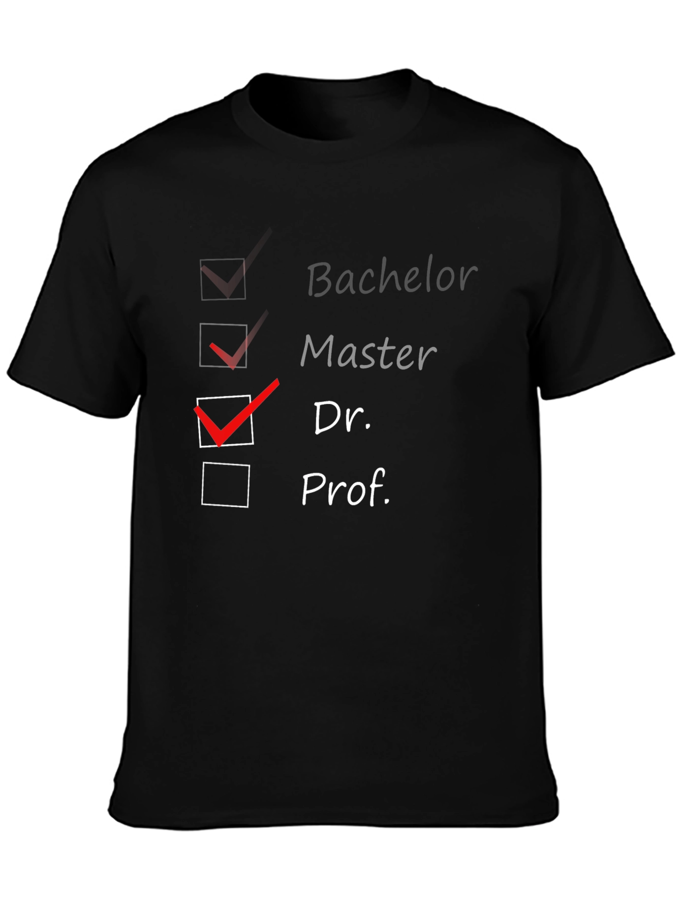 Camiseta Negra Graduado: Máster y Doctorado
