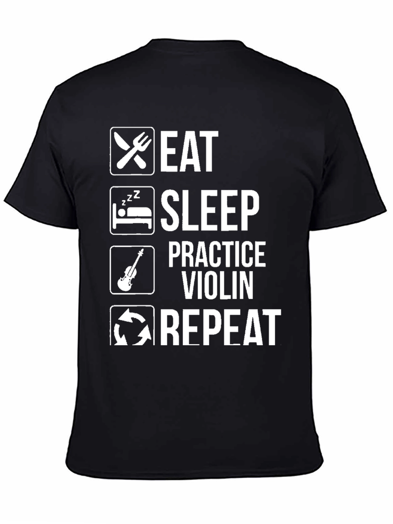 Camiseta Negra Eat Sleep Practice Violin Repeat